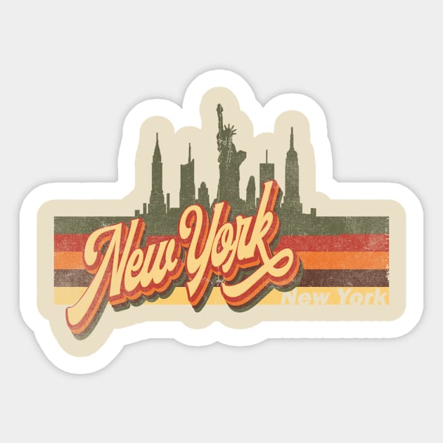 New York Skyline Vintage Retro T-Shirt Gift - new york - new york Tourist Gift - new york Hometown T-Shirt T-Shirt Sticker by Happy as I travel